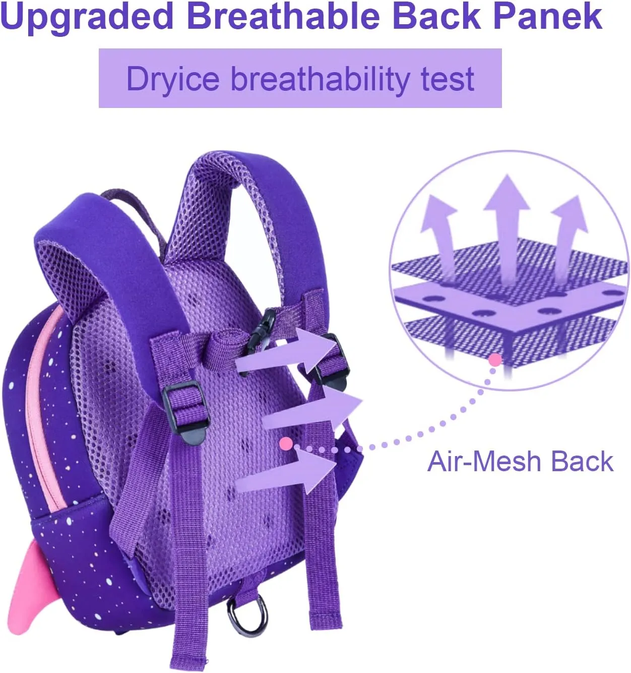 yisibo Rocket Toddler Backpack with Harness Leash Snack Nursery Bags for Kids Baby Boy Girl 1-3 Years Old(Purple)
