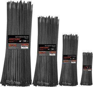 Zip Ties Assorted Size,8 12 14 18 Inch Double Sided Toothed,100 LBS Tensile Strength Heavy Duty Cable Wire Ties With Self-Locking Adjustable More Durable Nylon Tie Wraps for Indoor Outdoor（400 Pack）
