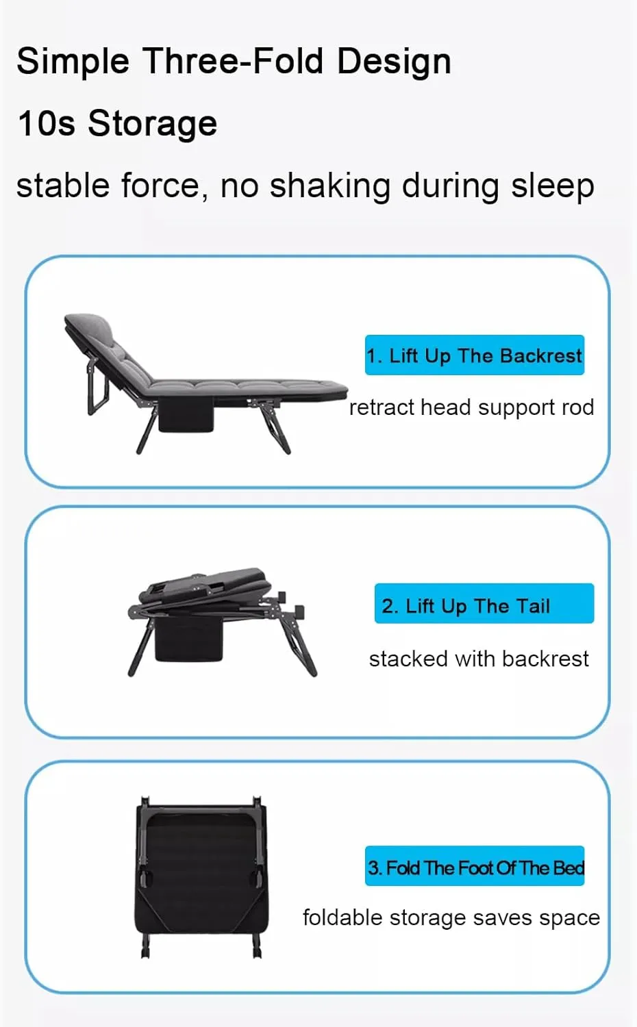 ZTGL G, Folding Camping Cot for Adults, Portable Foldable Camping Lounge Chair, Adjustable 6-Position Folding Cot, Patio Chaise Lounges, Sunbathing Lounge Chairs