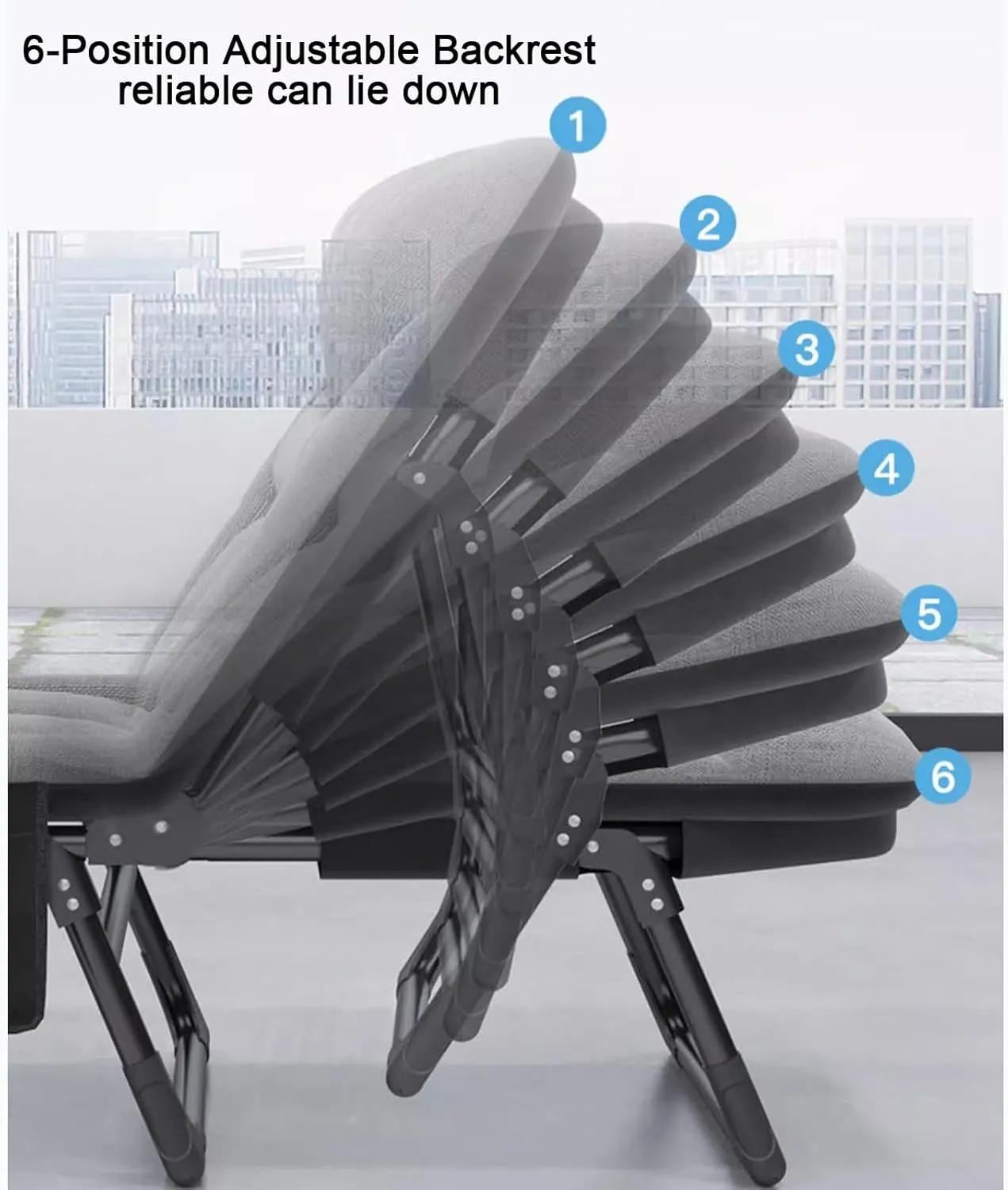 ZTGL G, Folding Camping Cot for Adults, Portable Foldable Camping Lounge Chair, Adjustable 6-Position Folding Cot, Patio Chaise Lounges, Sunbathing Lounge Chairs